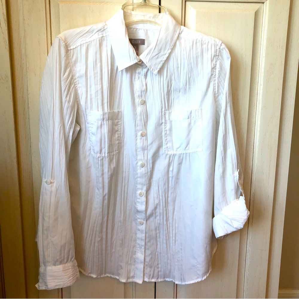 CHICO’S CRINKLE SHIRT SZ 12-14